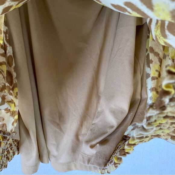 Apt 9 Top Women’s Yellow Brown Animal Print Sheer Overlay Camisole 3X Elastic - Picture 5 of 8